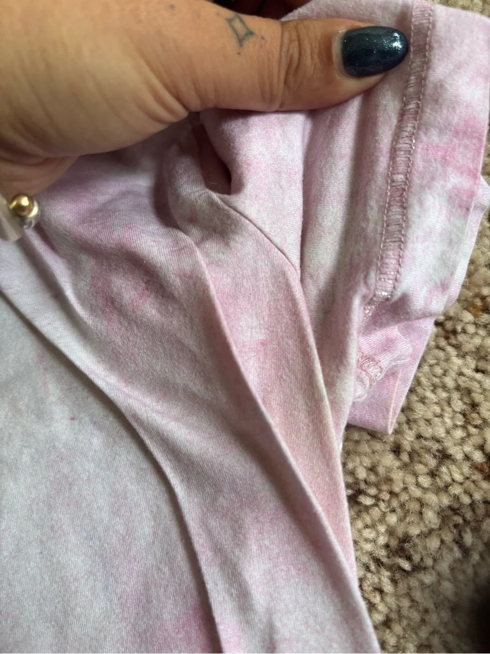 CHANEL Pink Tie-Dye Short Sleeve Logo Tee L